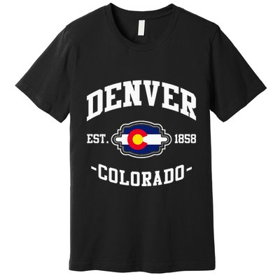 Denver Colorado Est 1858 State Flag Home Pride Premium T-Shirt