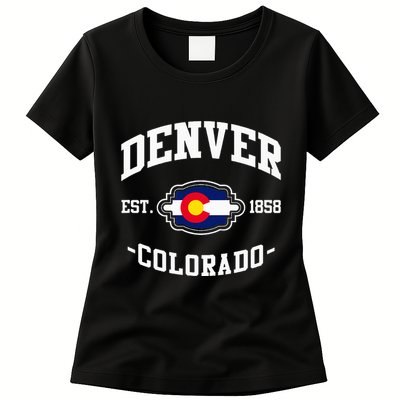 Denver Colorado Est 1858 State Flag Home Pride Womens T-Shirt