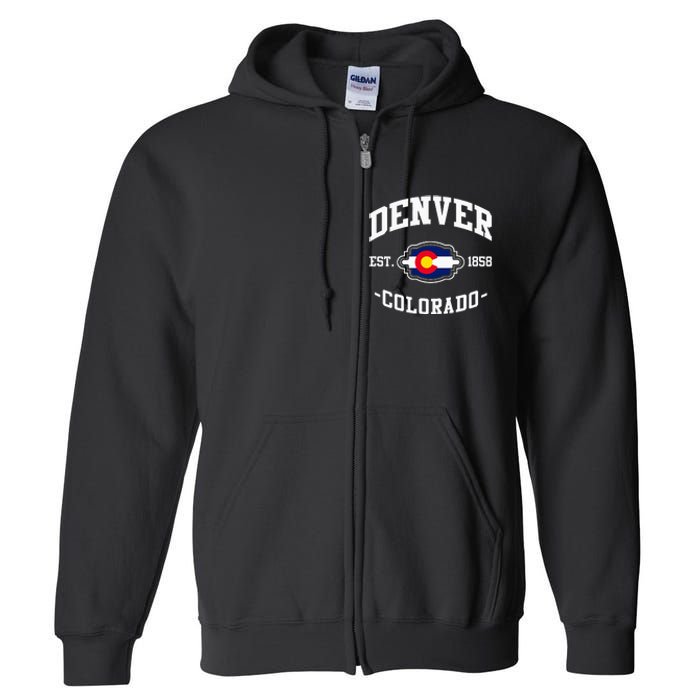 Denver Colorado Est 1858 State Flag Home Pride Full Zip Hoodie