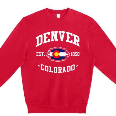 Denver Colorado Est 1858 State Flag Home Pride Premium Crewneck Sweatshirt