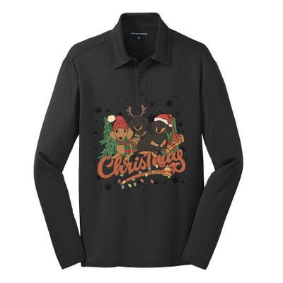 Dachsunds Christmas Funny Dog Lover Christmas Dog Mom Great Gift Cool Gift Silk Touch Performance Long Sleeve Polo