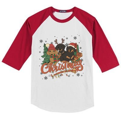 Dachsunds Christmas Funny Dog Lover Christmas Dog Mom Great Gift Cool Gift Kids Colorblock Raglan Jersey