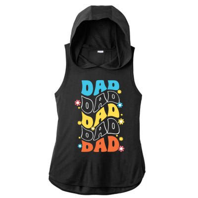 Dad Colorful Floral Retro Hippie Ladies PosiCharge Tri-Blend Wicking Draft Hoodie Tank