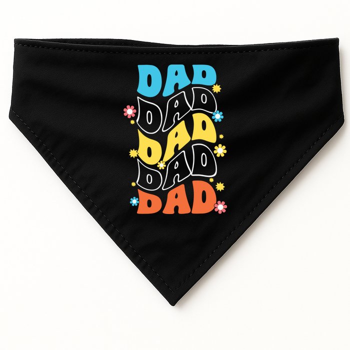 Dad Colorful Floral Retro Hippie USA-Made Doggie Bandana