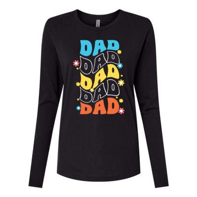 Dad Colorful Floral Retro Hippie Womens Cotton Relaxed Long Sleeve T-Shirt