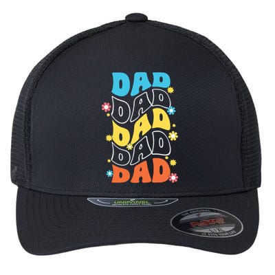 Dad Colorful Floral Retro Hippie Flexfit Unipanel Trucker Cap