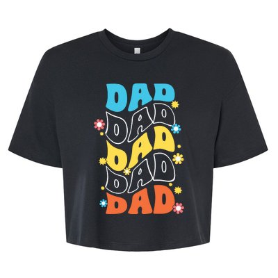 Dad Colorful Floral Retro Hippie Bella+Canvas Jersey Crop Tee