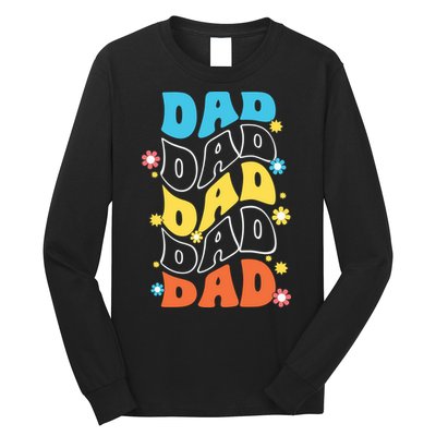 Dad Colorful Floral Retro Hippie Long Sleeve Shirt