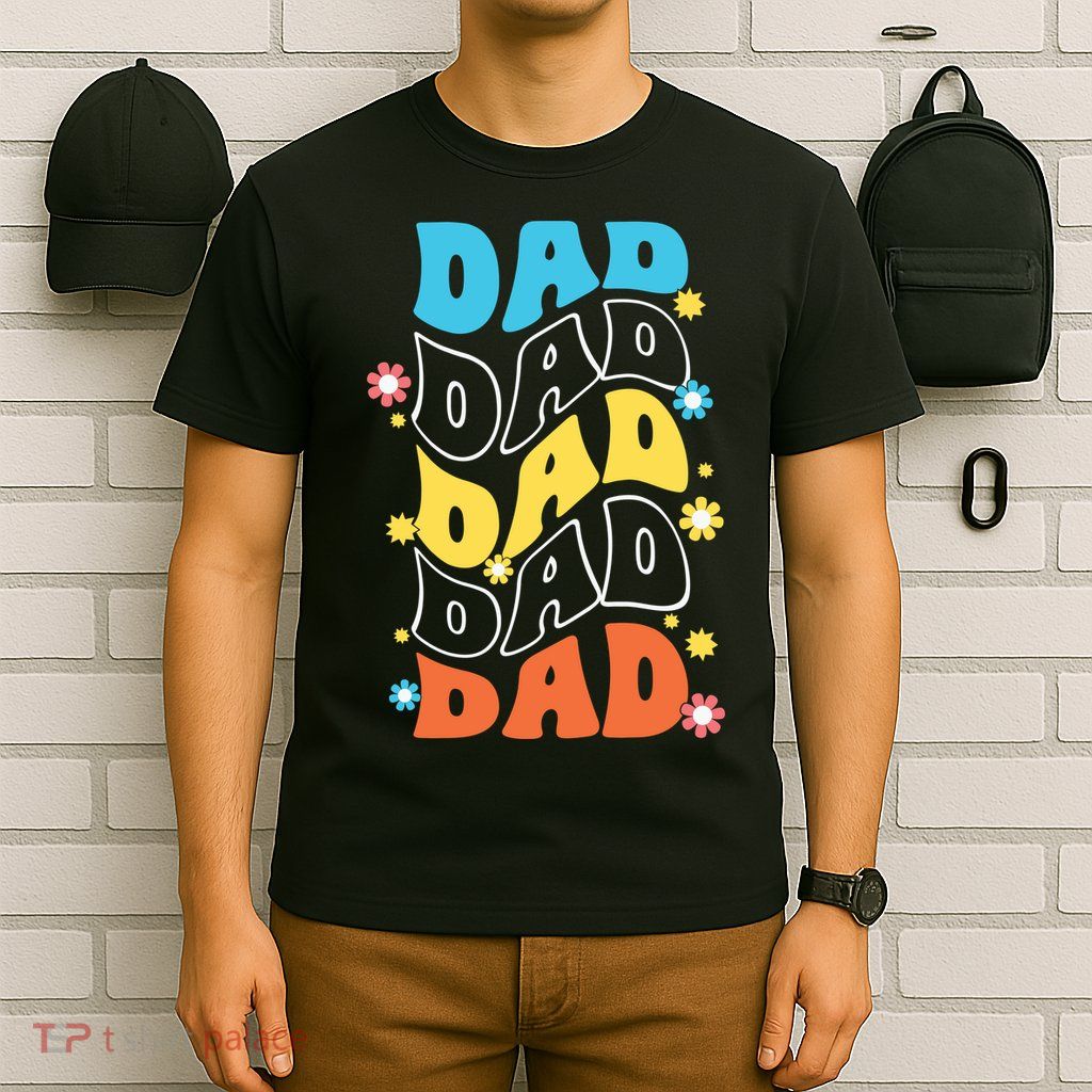 Dad Colorful Floral Retro Hippie T-Shirt