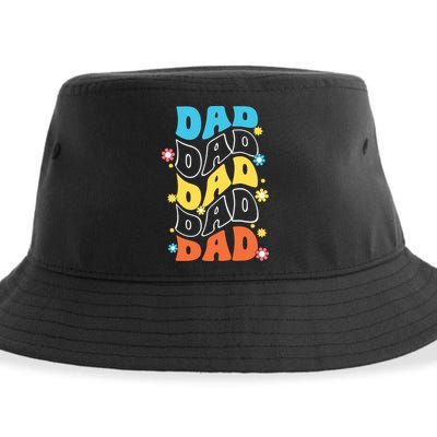 Dad Colorful Floral Retro Hippie Sustainable Bucket Hat
