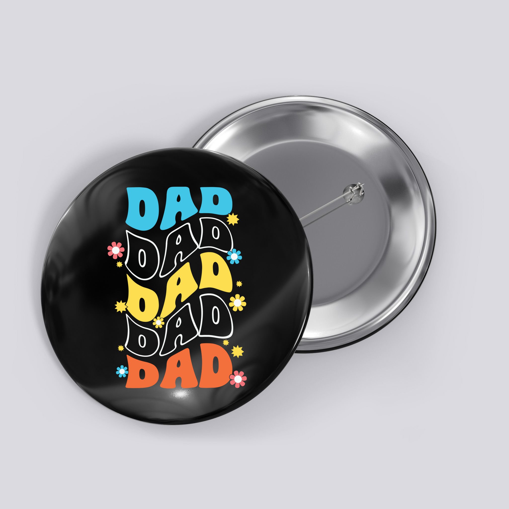 Dad Colorful Floral Retro Hippie Button