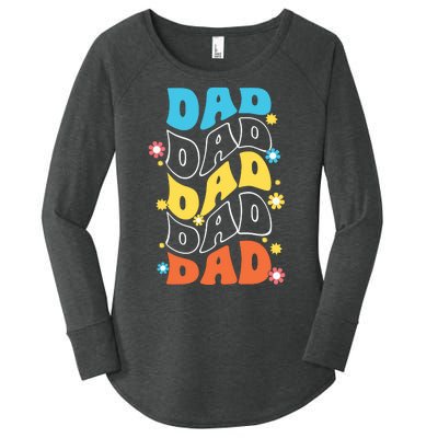 Dad Colorful Floral Retro Hippie Women's Perfect Tri Tunic Long Sleeve Shirt