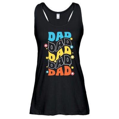 Dad Colorful Floral Retro Hippie Ladies Essential Flowy Tank