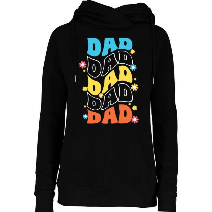 Dad Colorful Floral Retro Hippie Womens Funnel Neck Pullover Hood