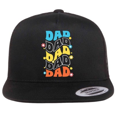 Dad Colorful Floral Retro Hippie Flatbill Hat