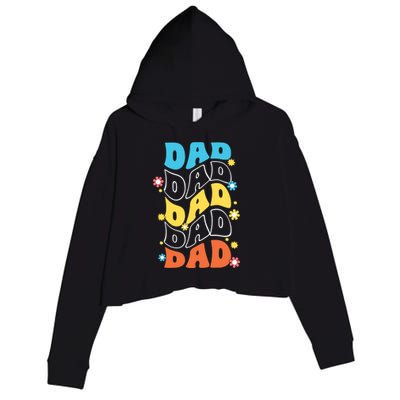 Dad Colorful Floral Retro Hippie Crop Fleece Hoodie