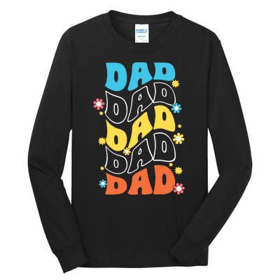 Dad Colorful Floral Retro Hippie Tall Long Sleeve T-Shirt