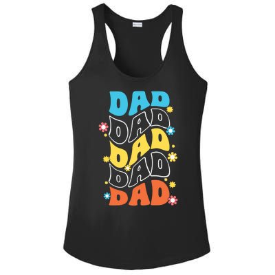 Dad Colorful Floral Retro Hippie Ladies PosiCharge Competitor Racerback Tank