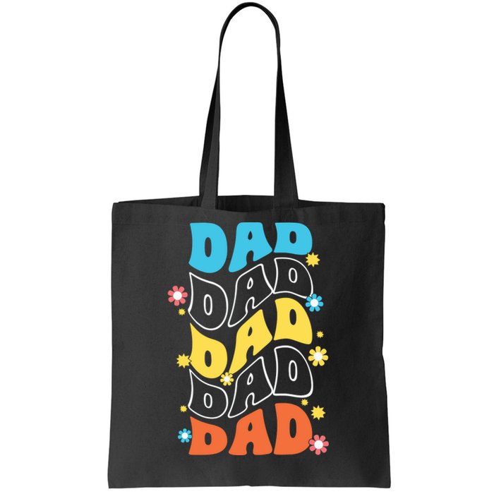 Dad Colorful Floral Retro Hippie Tote Bag