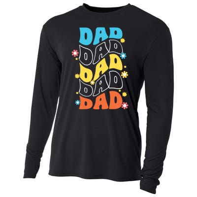 Dad Colorful Floral Retro Hippie Cooling Performance Long Sleeve Crew