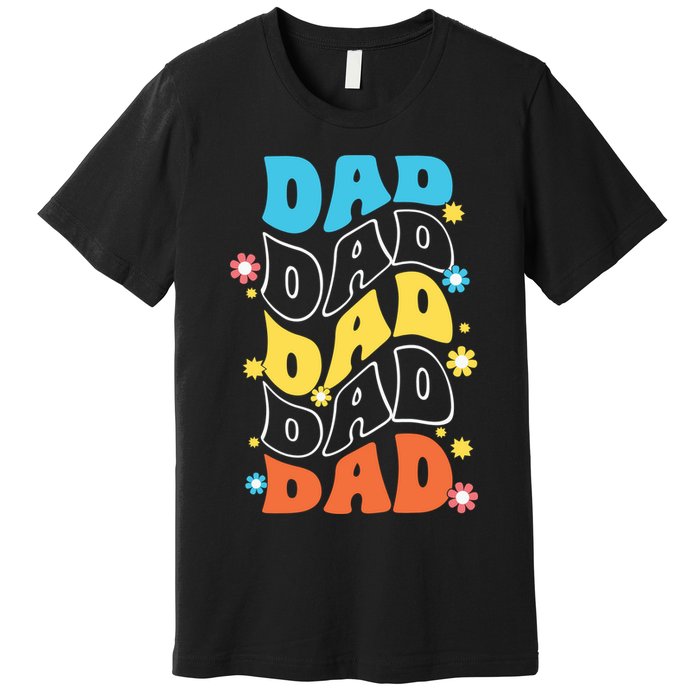 Dad Colorful Floral Retro Hippie Premium T-Shirt