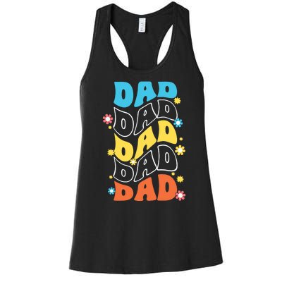 Dad Colorful Floral Retro Hippie Women's Racerback Tank