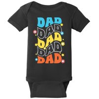 Dad Colorful Floral Retro Hippie Baby Bodysuit