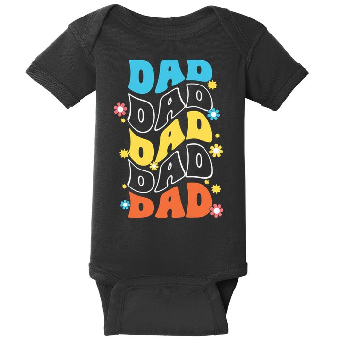 Dad Colorful Floral Retro Hippie Baby Bodysuit