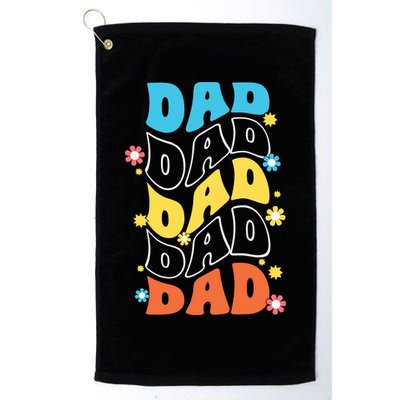 Dad Colorful Floral Retro Hippie Golf Towel