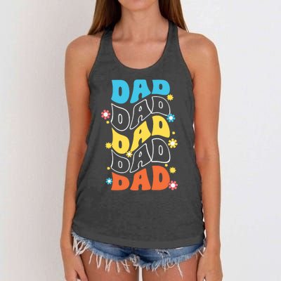 Dad Colorful Floral Retro Hippie Women's Knotted Racerback Tank