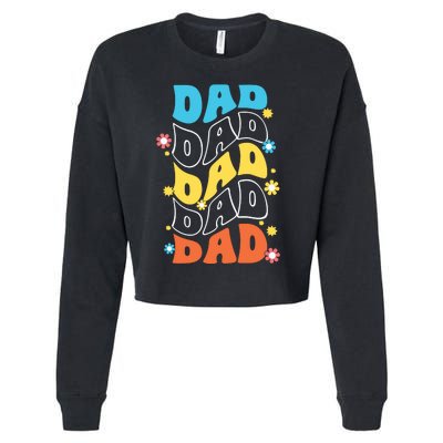 Dad Colorful Floral Retro Hippie Cropped Pullover Crew