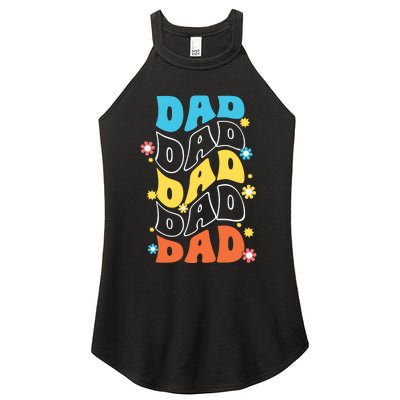 Dad Colorful Floral Retro Hippie Women’s Perfect Tri Rocker Tank