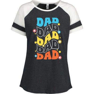 Dad Colorful Floral Retro Hippie Enza Ladies Jersey Colorblock Tee