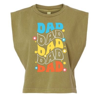 Dad Colorful Floral Retro Hippie Garment-Dyed Women's Muscle Tee