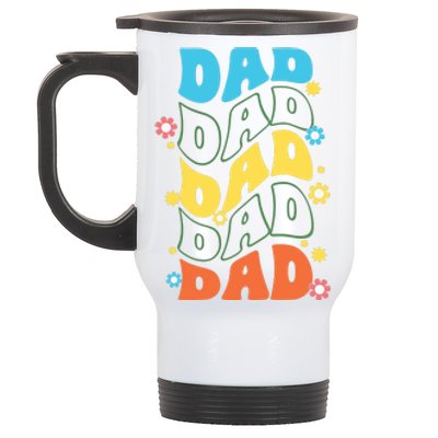 Dad Colorful Floral Retro Hippie Stainless Steel Travel Mug