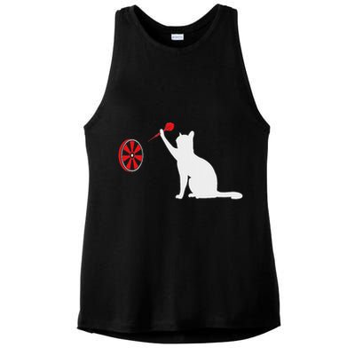 Darts Cat Funny Dart Throwing Cat Dart And Cat Lover Ladies PosiCharge Tri-Blend Wicking Tank