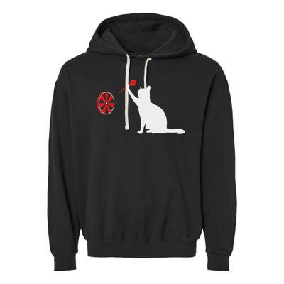 Darts Cat Funny Dart Throwing Cat Dart And Cat Lover Garment-Dyed Fleece Hoodie
