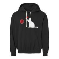 Darts Cat Funny Dart Throwing Cat Dart And Cat Lover Garment-Dyed Fleece Hoodie