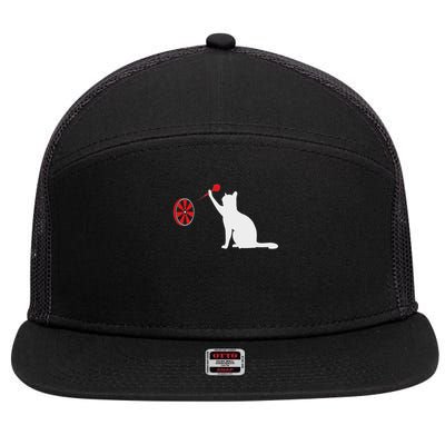 Darts Cat Funny Dart Throwing Cat Dart And Cat Lover 7 Panel Mesh Trucker Snapback Hat