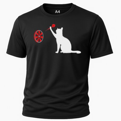 Darts Cat Funny Dart Throwing Cat Dart And Cat Lover Performance Shirt
