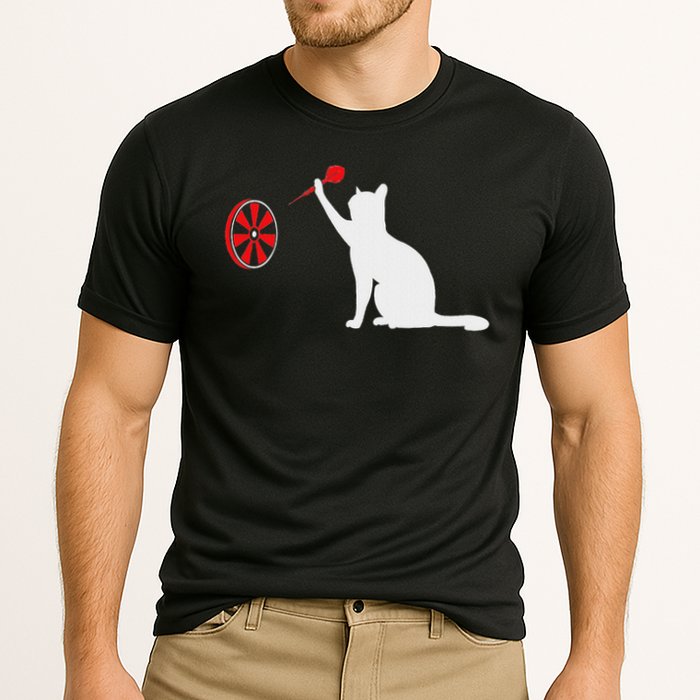 Darts Cat Funny Dart Throwing Cat Dart And Cat Lover Performance Shirt