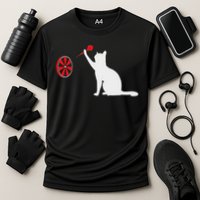 Darts Cat Funny Dart Throwing Cat Dart And Cat Lover Performance Shirt
