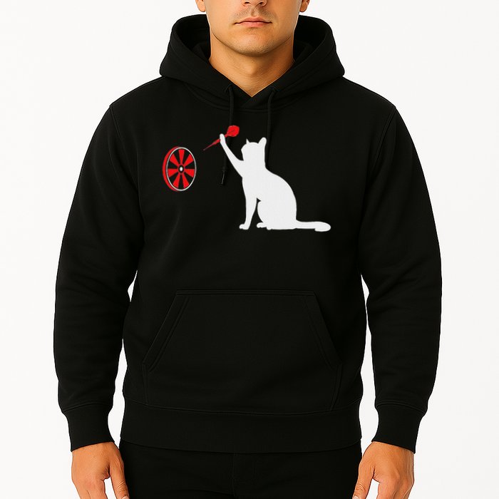 Darts Cat Funny Dart Throwing Cat Dart And Cat Lover Hoodie