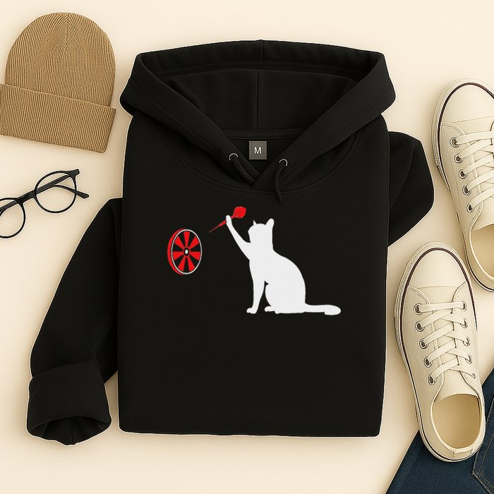 Darts Cat Funny Dart Throwing Cat Dart And Cat Lover Hoodie