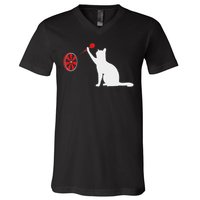 Darts Cat Funny Dart Throwing Cat Dart And Cat Lover V-Neck T-Shirt