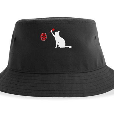 Darts Cat Funny Dart Throwing Cat Dart And Cat Lover Sustainable Bucket Hat