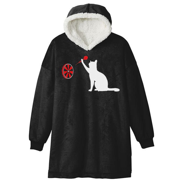 Darts Cat Funny Dart Throwing Cat Dart And Cat Lover Hooded Wearable Blanket