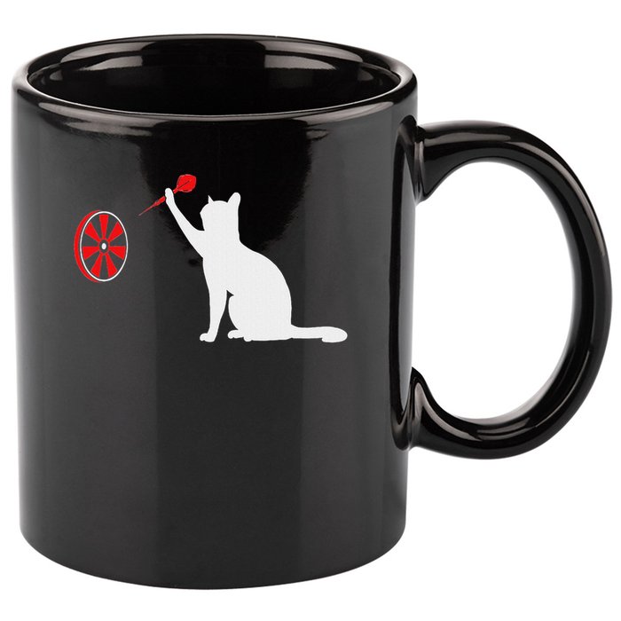 Darts Cat Funny Dart Throwing Cat Dart And Cat Lover 11oz C Handle Ceramic Mug