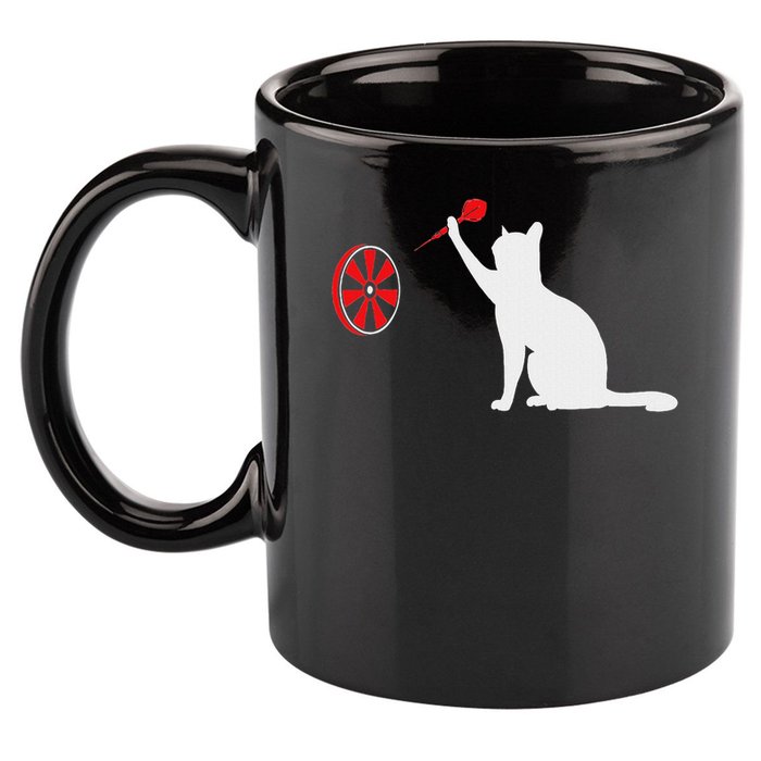 Darts Cat Funny Dart Throwing Cat Dart And Cat Lover 11oz C Handle Ceramic Mug