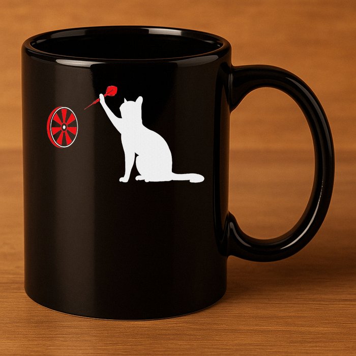 Darts Cat Funny Dart Throwing Cat Dart And Cat Lover 11oz C Handle Ceramic Mug